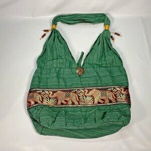 Green Yoga Boho Gypsy Hippie Hobo Elephant Shoulder Travel Bag Mint Condition